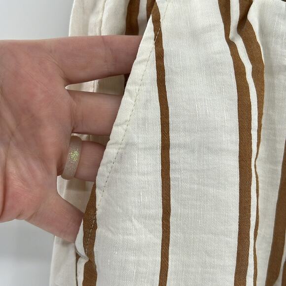 Bella Dahl Women's Pull on Linen Blend Wide Leg Pants - Tan/White - S - NWT - Picture 6 of 10